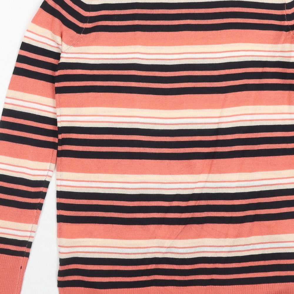 Atmosphere Womens Pink Round Neck Striped Acrylic Pullover Jumper Size 4