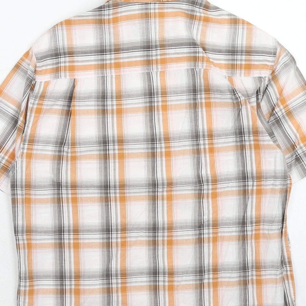 UrbanSpirit Mens Orange Plaid Cotton Button-Up Size S Collared Button