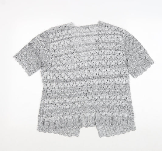 CHIC Womens Grey V-Neck Acrylic Cardigan Jumper Size XL