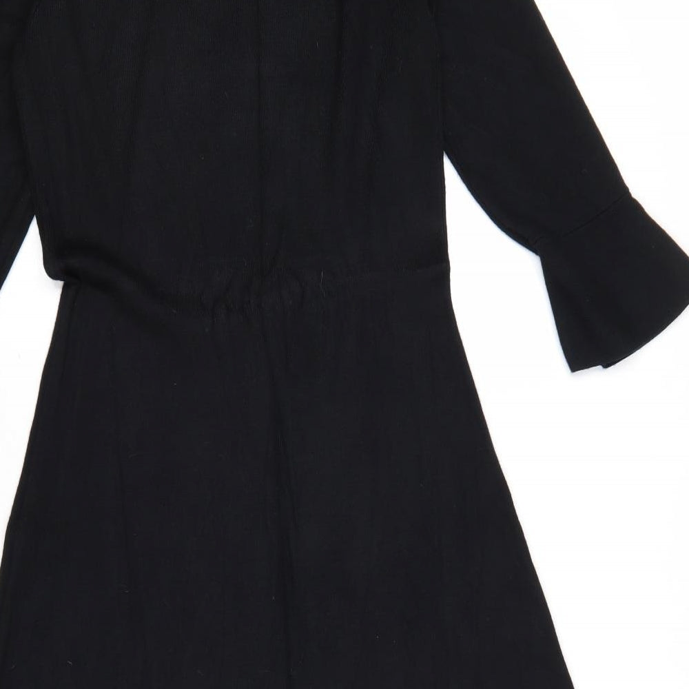 Dorothy Perkins Womens Black Viscose Fit & Flare Size 8 Round Neck Pullover