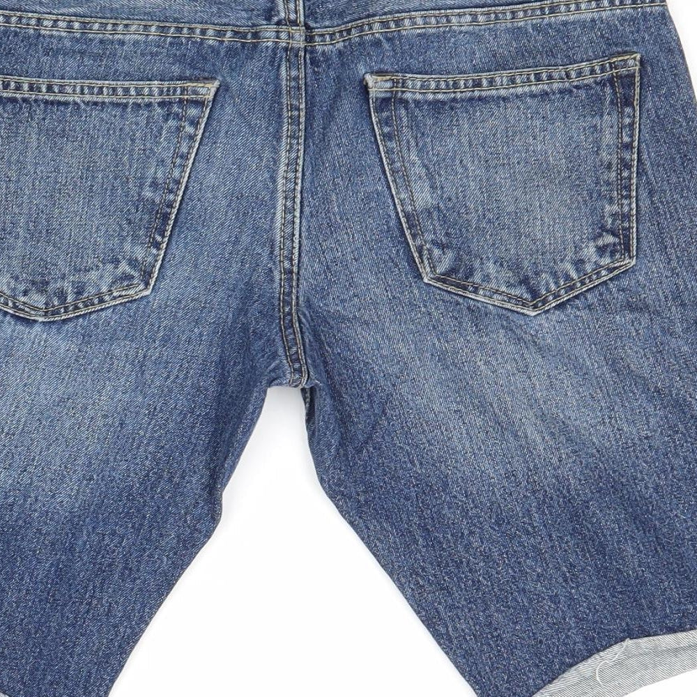 Brooklyn Calling Mens Blue Cotton Chino Shorts Size 28 in Regular Zip