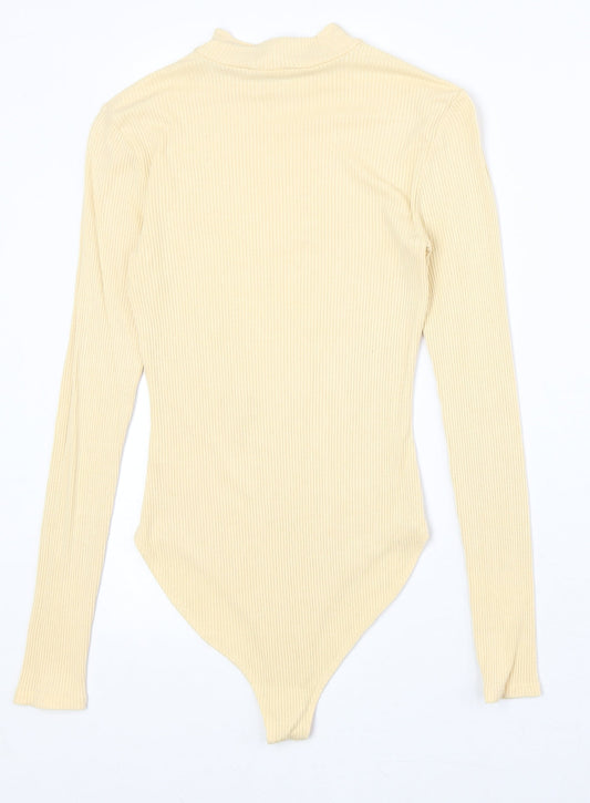 FOREVER 21 Womens Yellow Polyester Bodysuit One-Piece Size M Snap
