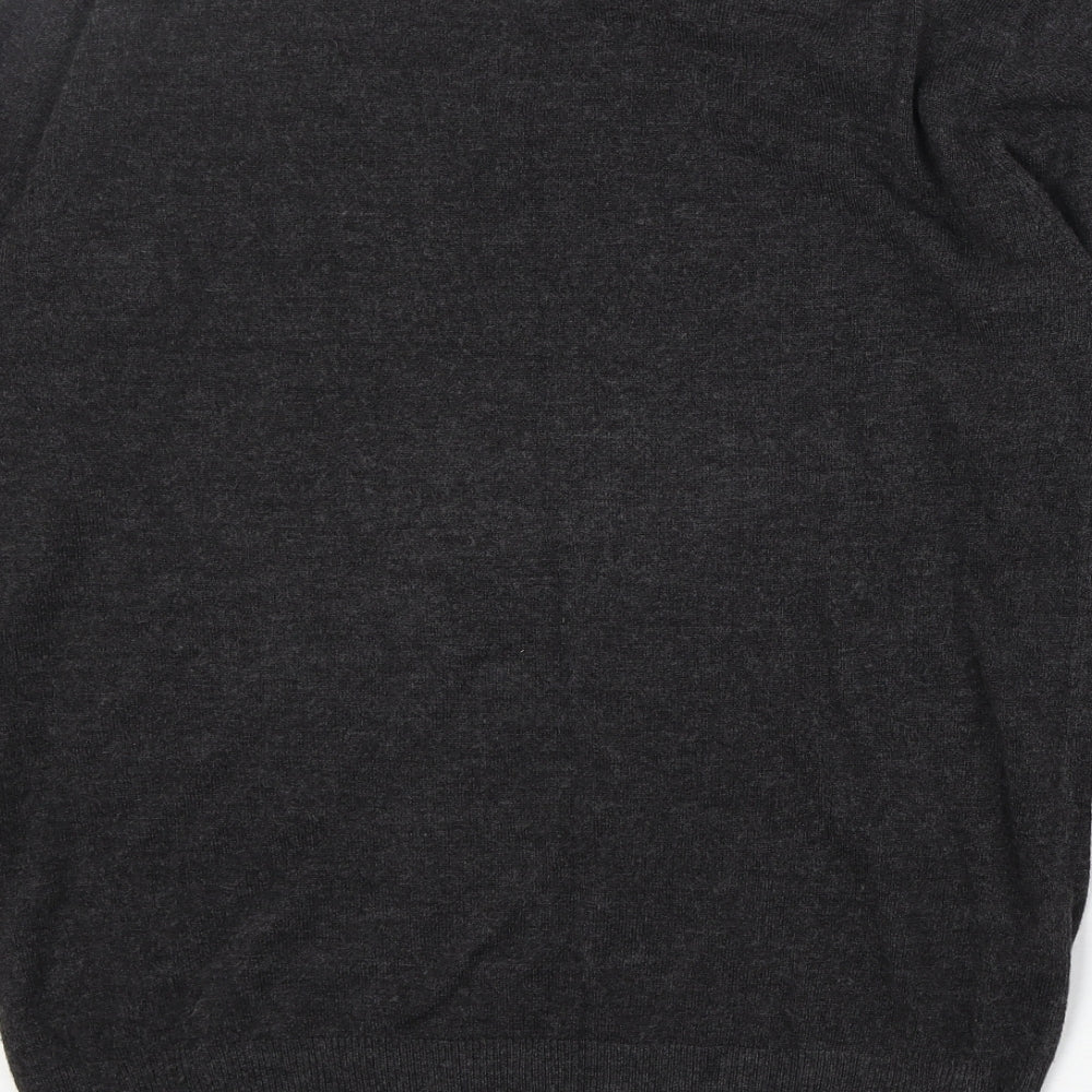 Easy Mens Black V-Neck Acrylic Pullover Jumper Size L Long Sleeve