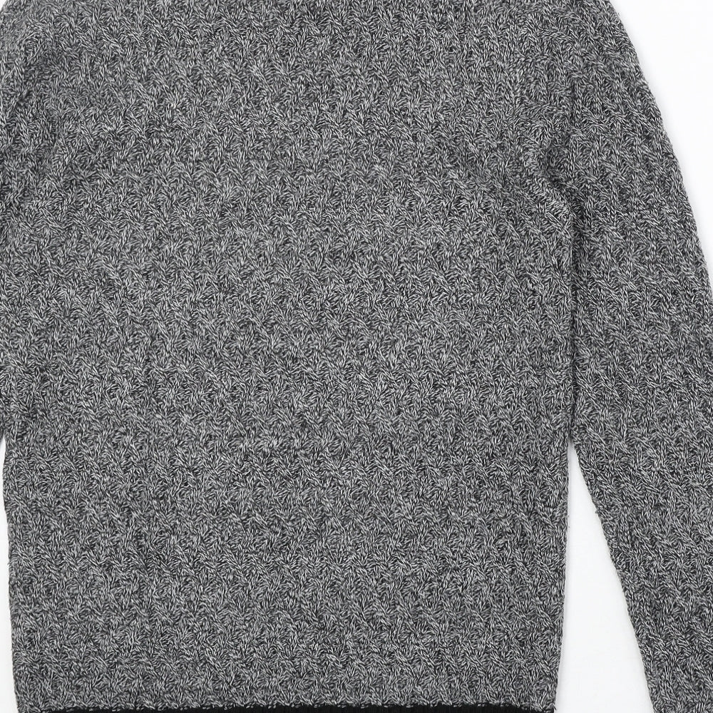 Twisted Soul Mens Grey Round Neck Acrylic Pullover Jumper Size S Long Sleeve