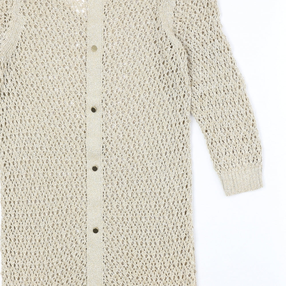 TU Womens Gold Cotton Jumper Dress Size 14 V-Neck Pullover