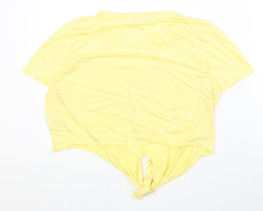 FOREVER 21 Womens Yellow Cotton Basic T-Shirt Size L Round Neck