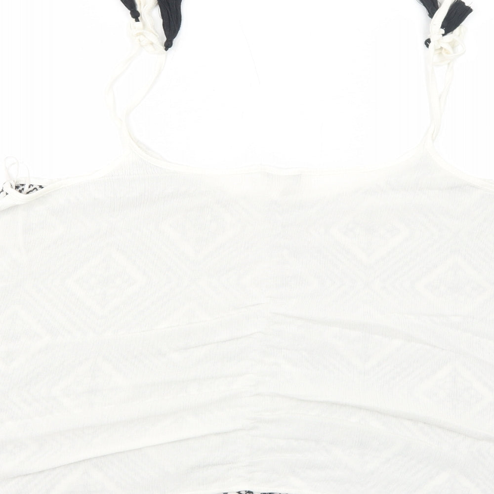 Papaya Womens White Geometric Viscose Basic Tank Size 18 Round Neck