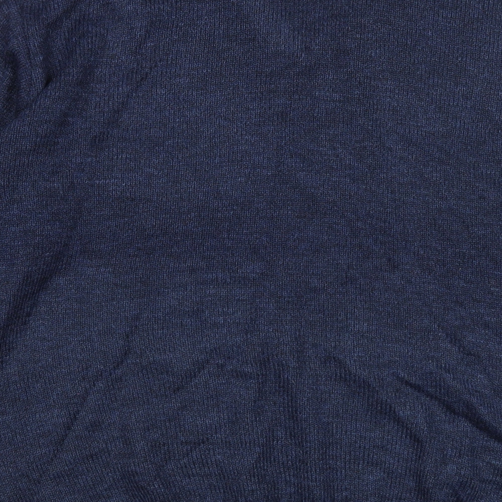 BHS Mens Blue V-Neck Acrylic Pullover Jumper Size S Long Sleeve