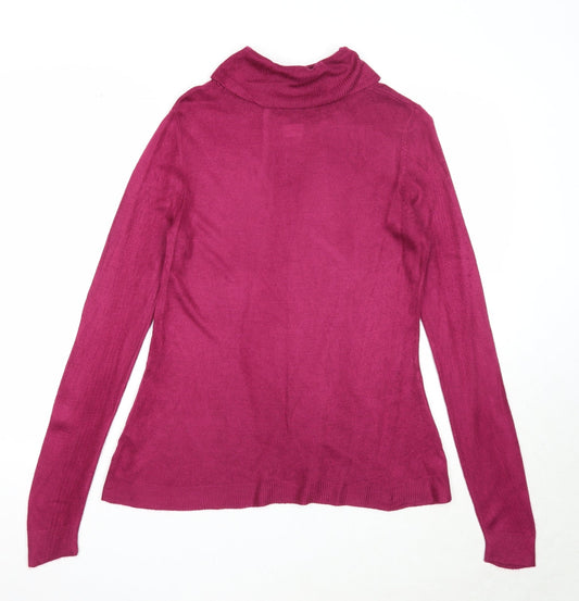 Love Knitwear Womens Purple Roll Neck Acrylic Pullover Jumper Size 10