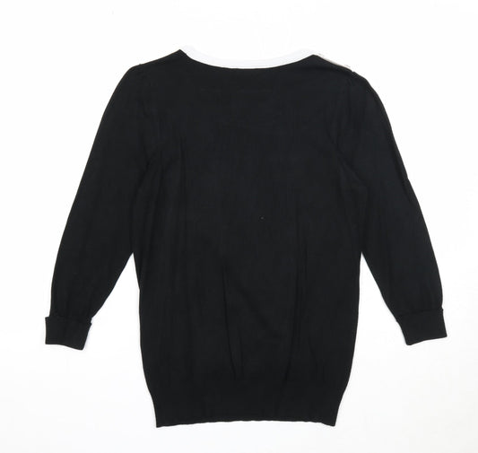 BHS Womens Black Round Neck Viscose Pullover Jumper Size 8