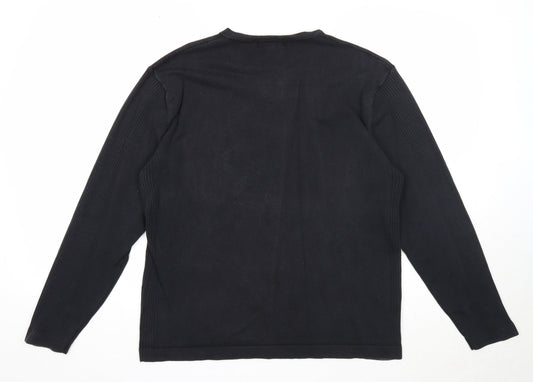 George Womens Black V-Neck Cotton Pullover Jumper Size M