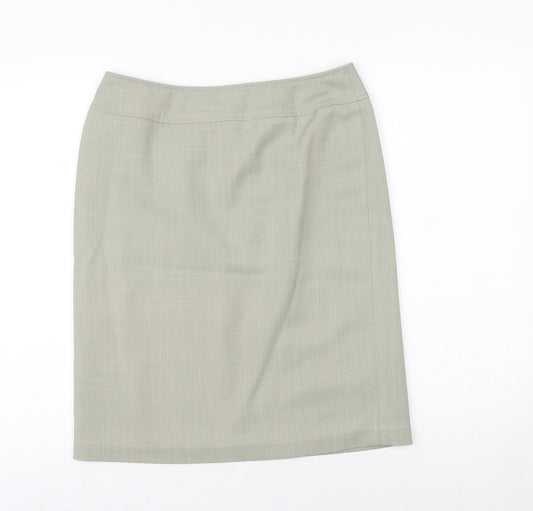 George Womens Green Polyester A-Line Skirt Size 12 Button