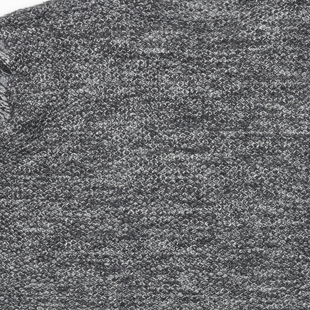 Marks and Spencer Womens Grey Round Neck Geometric Acrylic Full Zip Jumper Size L