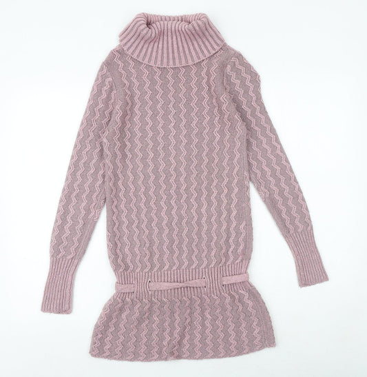 Clockhouse Womens Pink Roll Neck Geometric Acrylic Pullover Jumper Size S
