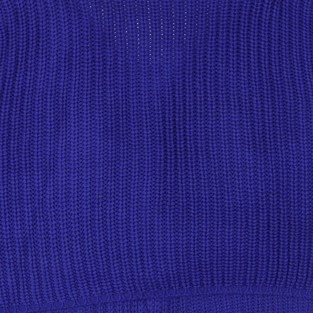 Elk Womens Blue V-Neck Acrylic Cardigan Jumper Size M