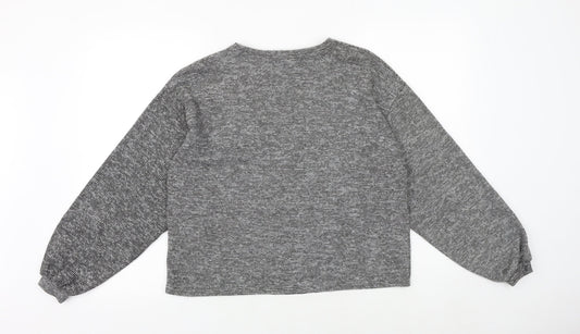 Womens UK Size M New Look Grey Basic Blouse