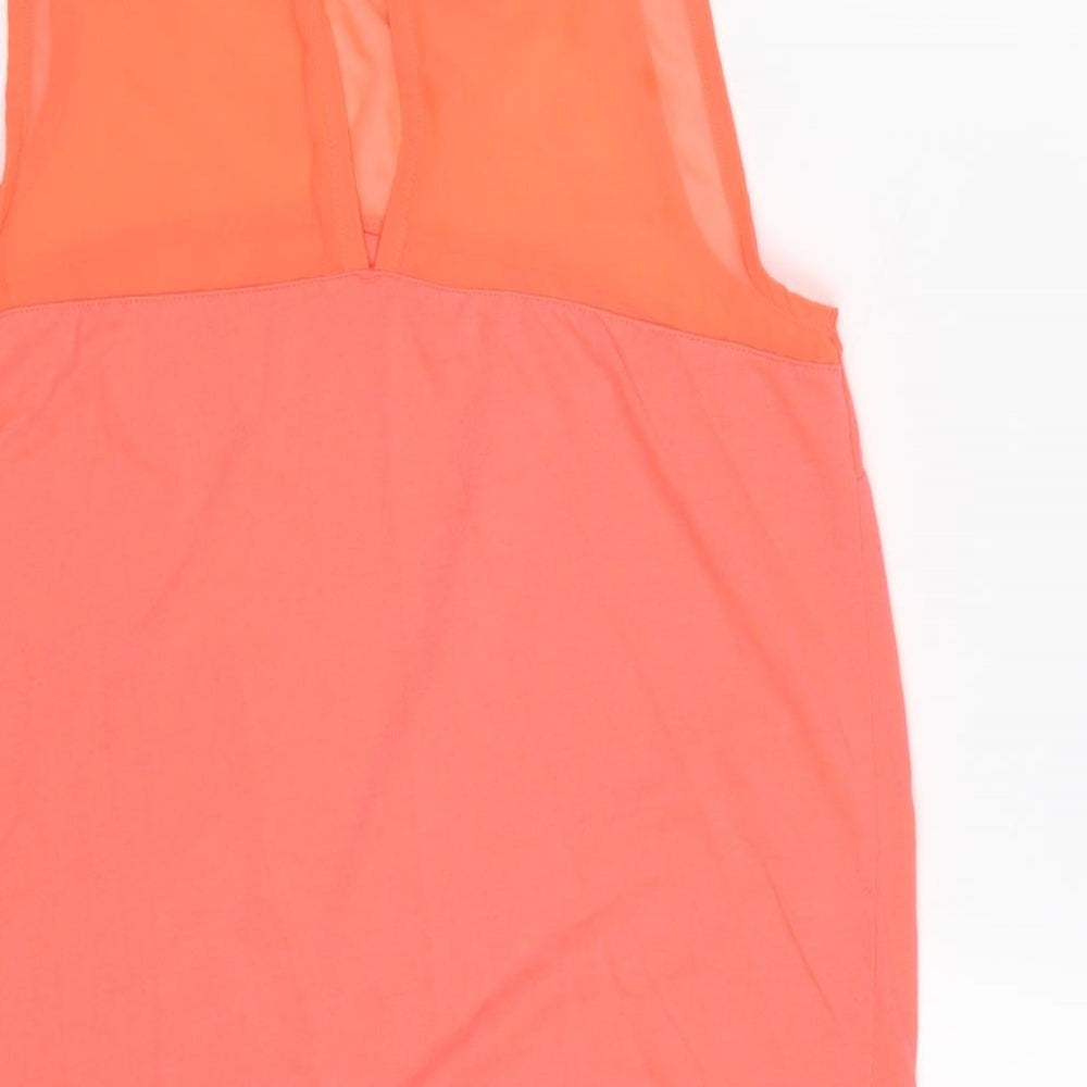 G&M Womens Pink Polyester Basic Tank Size XS Round Neck