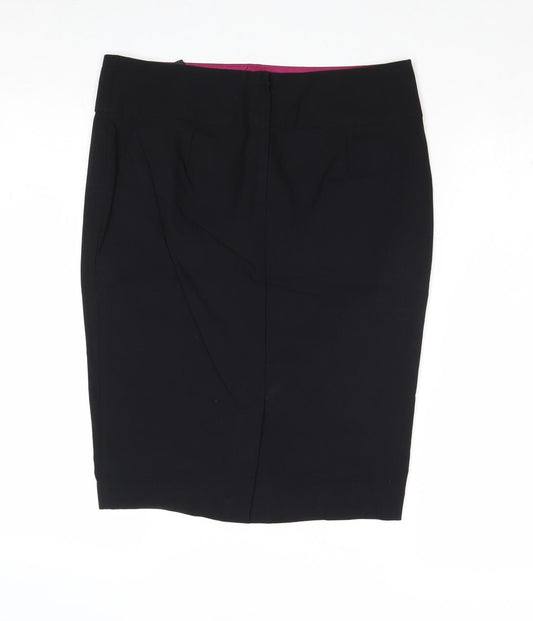 New Look Womens Black Viscose A-Line Skirt Size 10 Zip