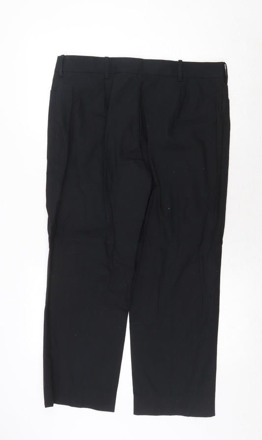 Betty Jackson Womens Black Cotton Dress Pants Trousers Size 14 Regular Zip