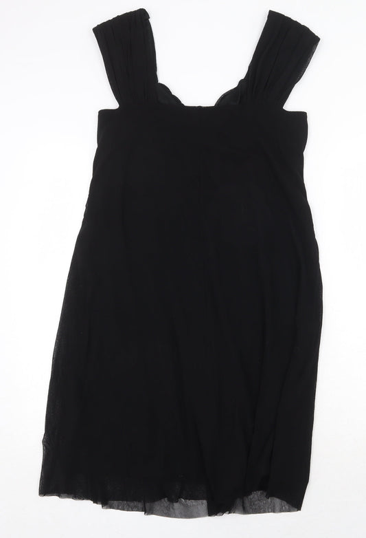 M&Co Womens Black Nylon Trapeze & Swing Size 12 Round Neck Pullover