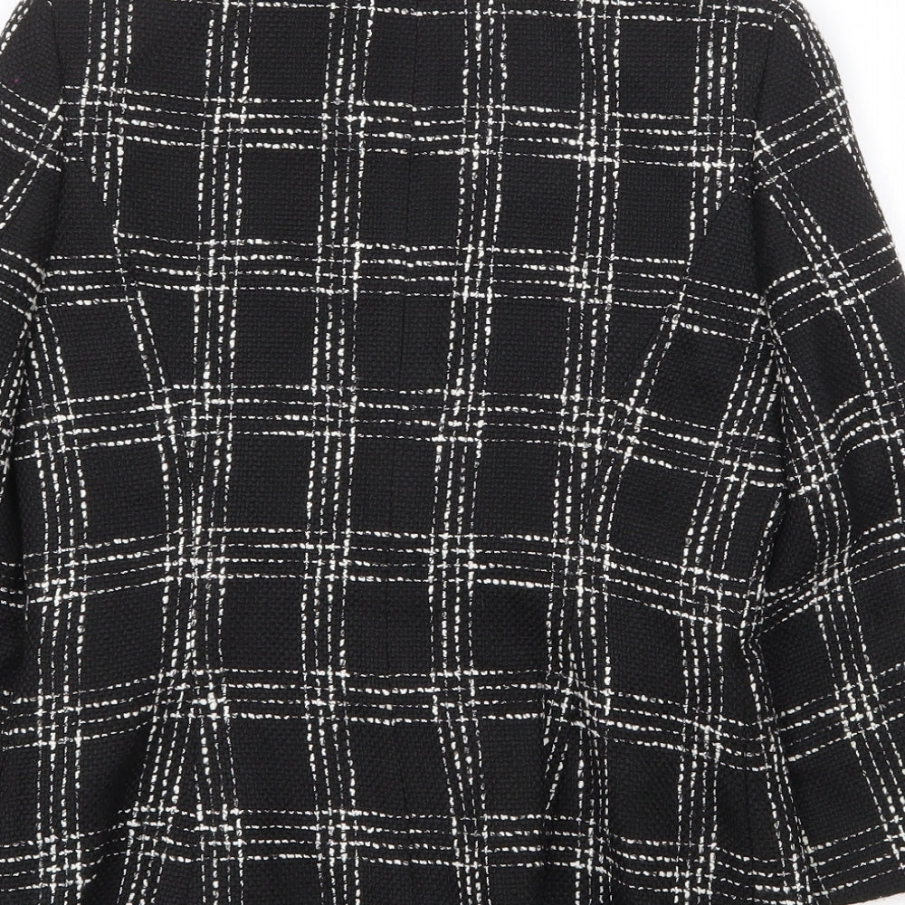 Precis Petite Womens Black Plaid Jacket Blazer Size 6 Button