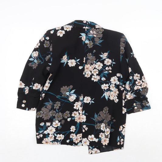 Peacocks Womens Black Floral Jacket Blazer Size 8
