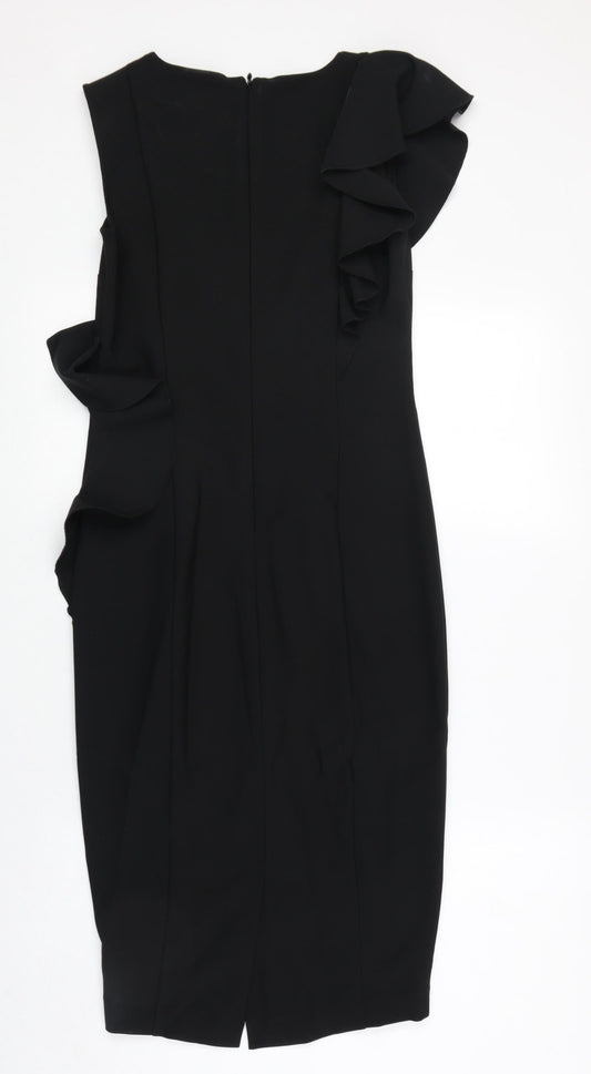 NEXT Womens Black Polyester A-Line Size 6 Round Neck Zip