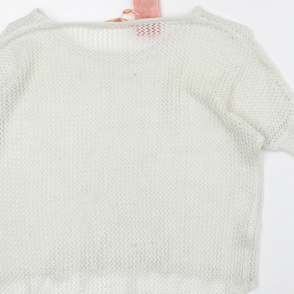 Novo Style Womens Ivory Round Neck Cotton Pullover Jumper Size 10