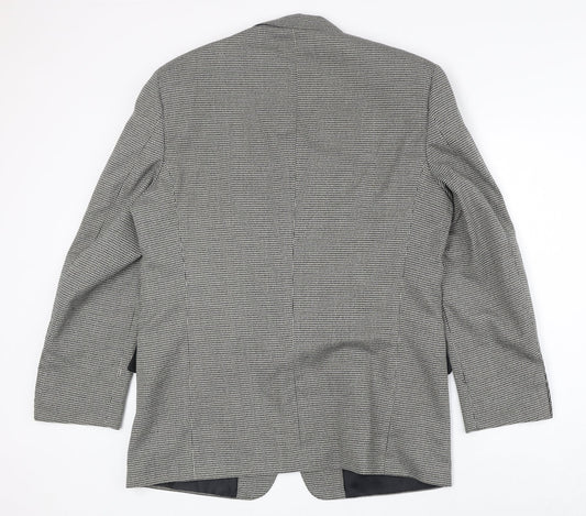 Avenue Mens Grey Geometric Polyester Jacket Suit Jacket Size 42 Regular
