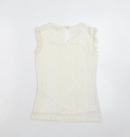 Womens UK Size 8 New Look Ivory Basic Tank