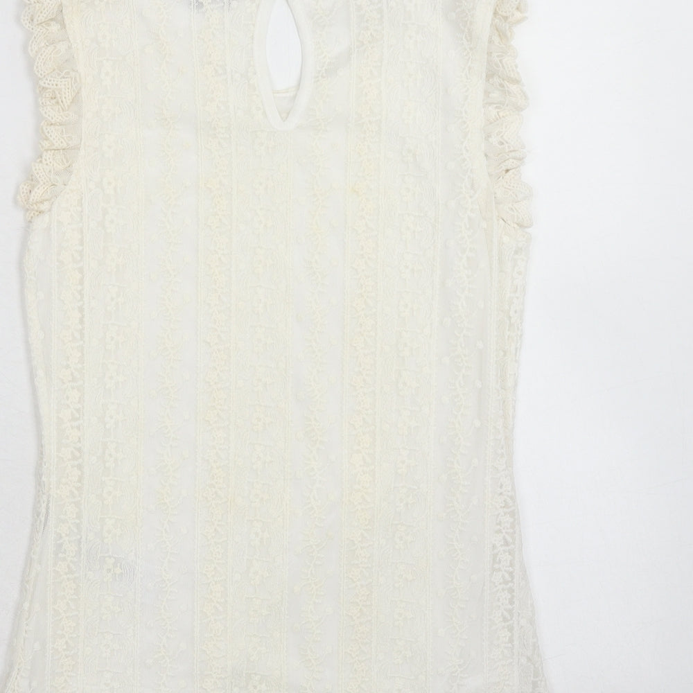 Womens UK Size 8 New Look Ivory Basic Tank