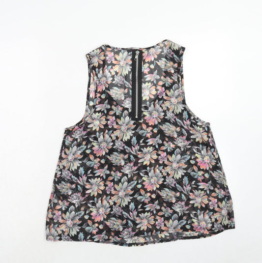 Cameo Rose Womens Multicoloured Floral Polyester Basic Blouse Size 8 Scoop Neck