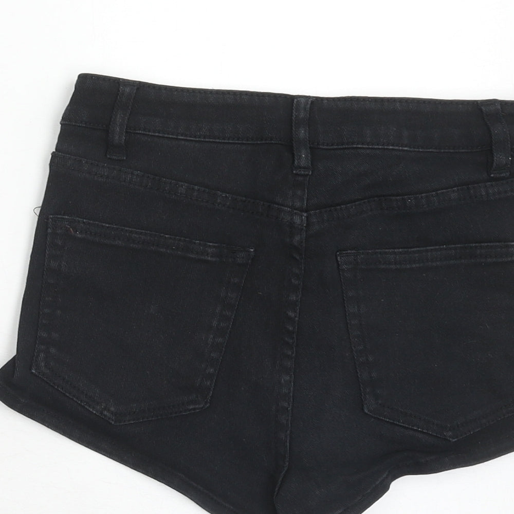 H&M Womens Black Cotton Boyfriend Shorts Size 4 Regular Zip