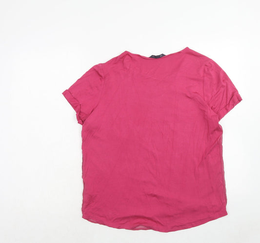 Womens UK Size 14 Marks and Spencer Pink Basic T-Shirt