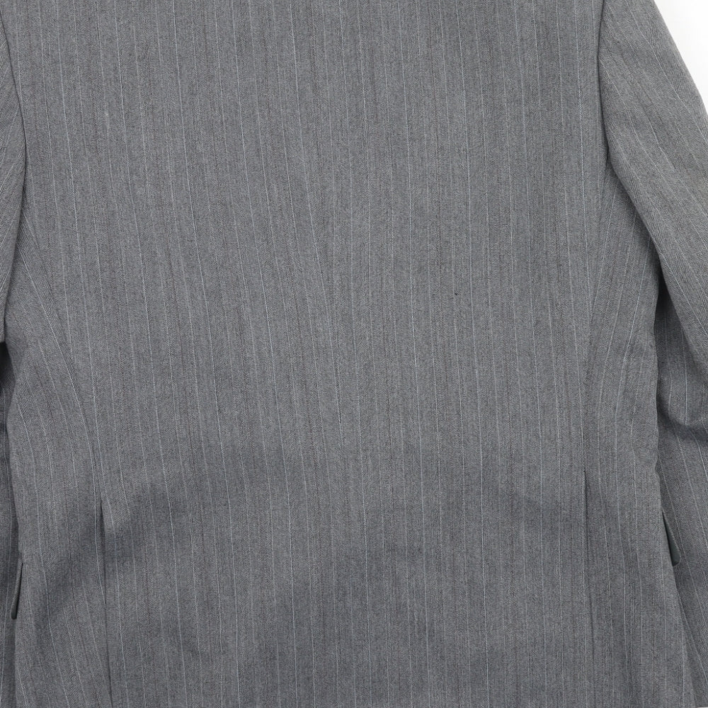 Marlow Mens Grey Striped Polyester Jacket Suit Jacket Size 40 Regular