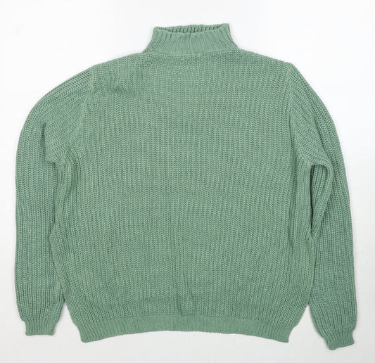 Boohoo Womens Green V-Neck Acrylic Pullover Jumper Size S