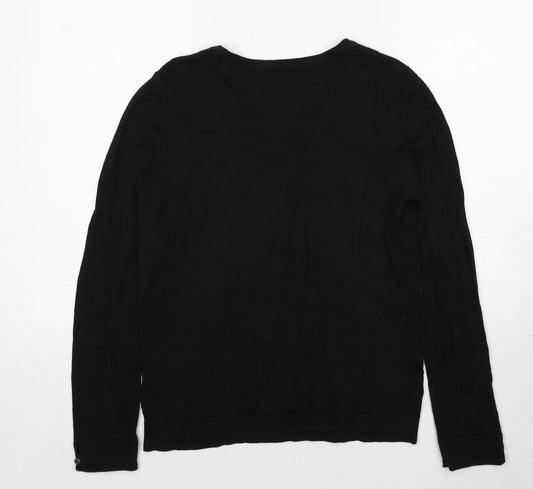 EDC Womens Black Round Neck Polyester Pullover Jumper Size L