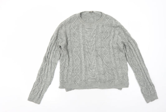 Pimkie Womens Grey Round Neck Acrylic Pullover Jumper Size XS
