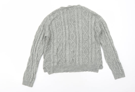 Pimkie Womens Grey Round Neck Acrylic Pullover Jumper Size XS