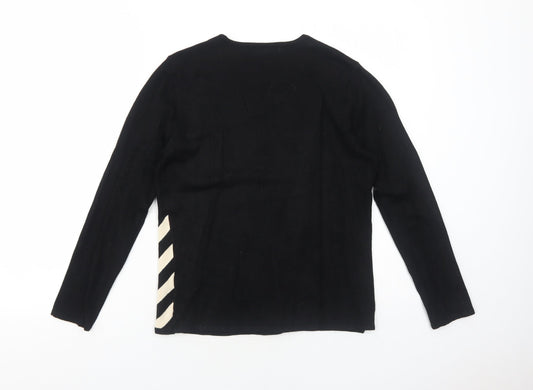 Frank Saul Womens Black Round Neck Viscose Pullover Jumper Size S