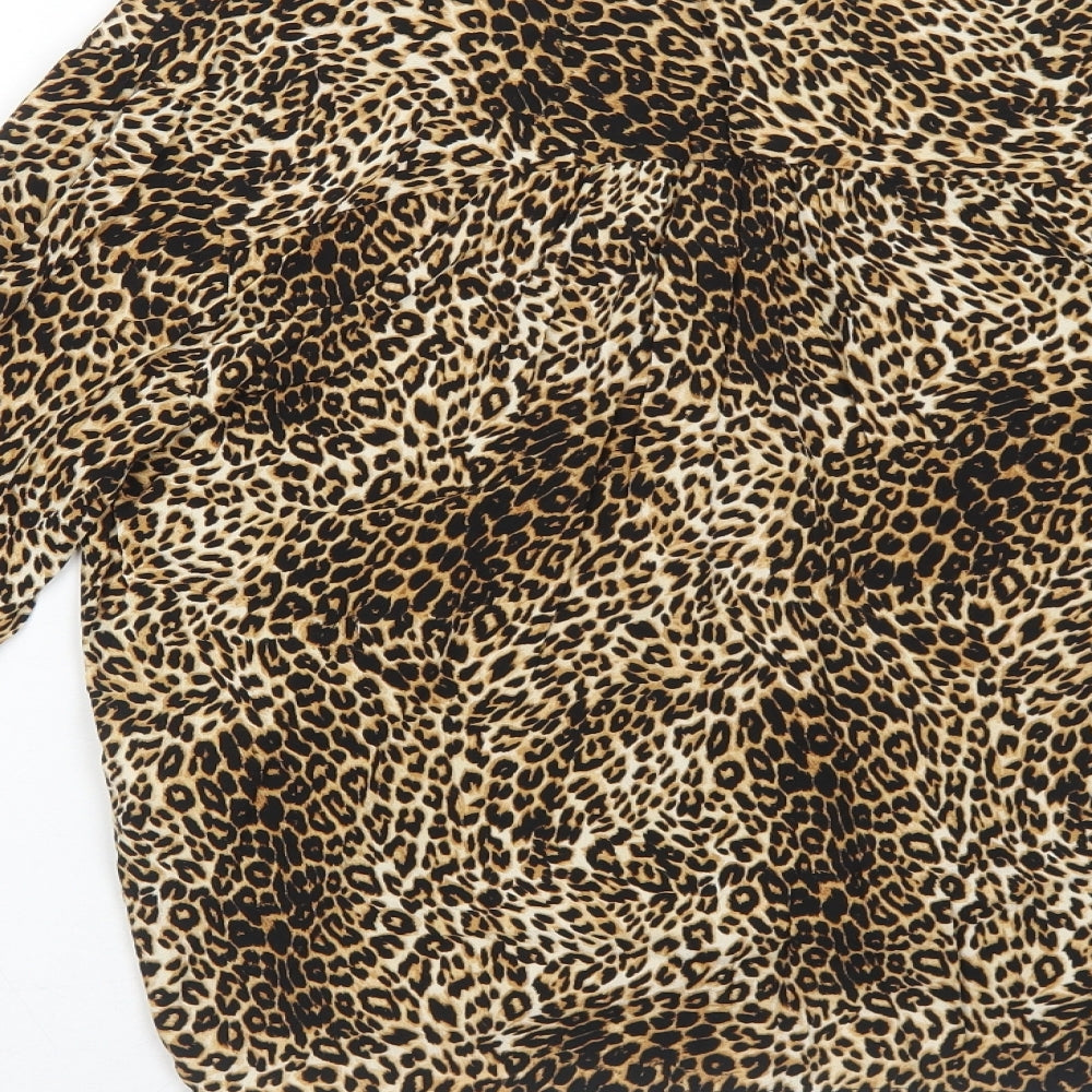 Womens UK Size 10 Topshop Brown Basic Button-Up