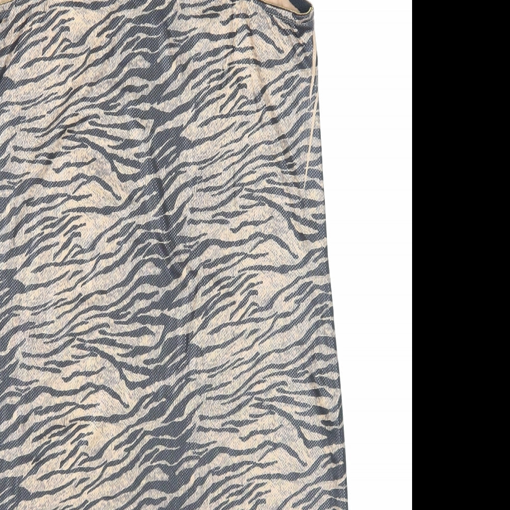 Lexxury Womens Brown Animal Print Cotton A-Line Size S Round Neck Pullover - Tiger Pattern