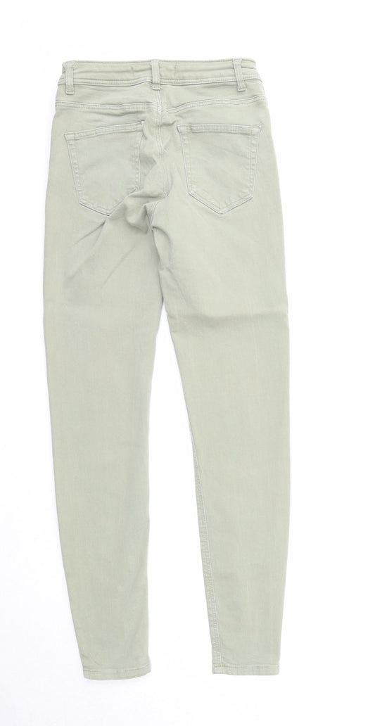 Zara Womens Green Cotton Skinny Jeans Size 8 Regular Zip - Waist 21 inches