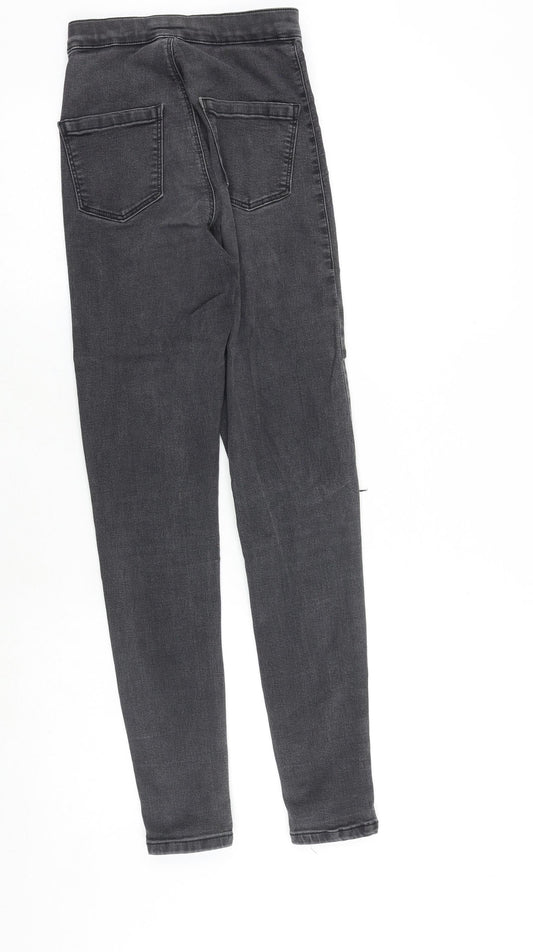 Topshop Womens Black Cotton Skinny Jeans Size 26 in Regular Zip