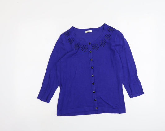 Womens UK Size S Precis Blue Cardigan Jumper