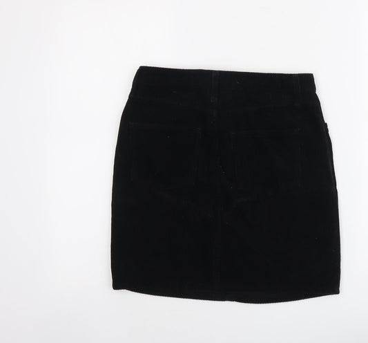 BDG Womens Black Cotton A-Line Skirt Size S Button