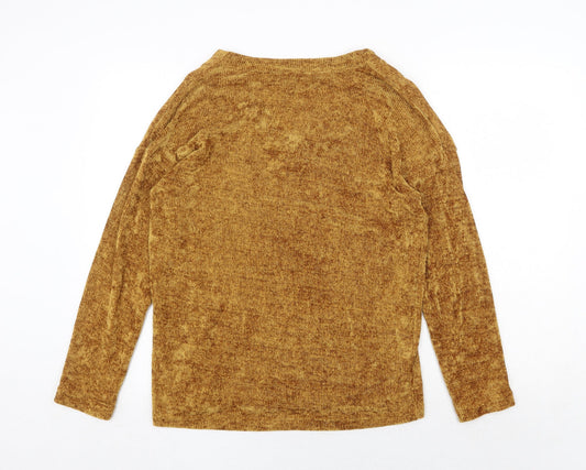 Capsule Womens Yellow Square Neck Polyester Pullover Jumper Size 12