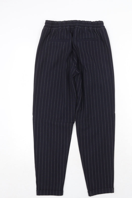 Bershka Womens Black Striped Polyester Carrot Trousers Size XS Regular