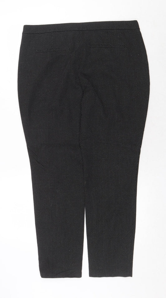 BAF Womens Black Polka Dot Polyester Chino Trousers Size 16 Regular Zip