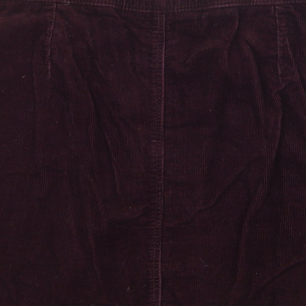 New Look Womens Purple Cotton A-Line Skirt Size 10 Zip